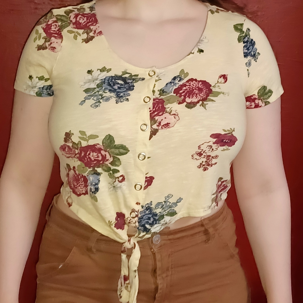 Crop Yellow Floral Top